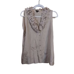 ANN TAYLOR LADIES BUTTON FRONT SILK TANK- M